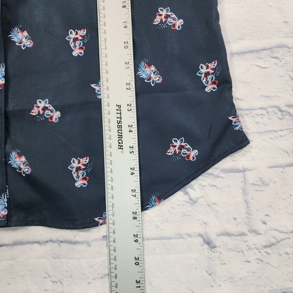 Columbia PFG WOMENS SIZE XL Navy Blue Floral Sleeveless Snap Button Shirt Top - Picture 4 of 9